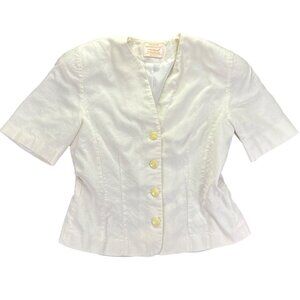 Pendleton Womens Country Sophisticates White Short Sleeve Button-Up Blouse Size